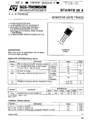 Datasheet BTA08A-200A производства STMicroelectronics