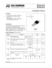 Datasheet BTA16-600B производства STMicroelectronics