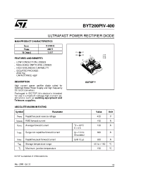 Datasheet BYT200PIV-400 производства STMicroelectronics