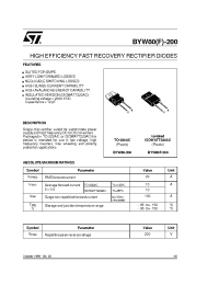 Datasheet BYW80 производства STMicroelectronics