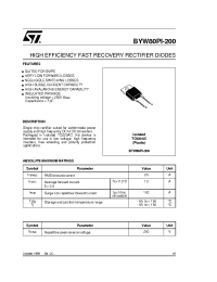 Datasheet BYW80PI производства STMicroelectronics