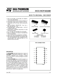 Datasheet HCC4028B производства STMicroelectronics
