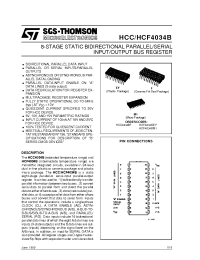 Datasheet HCC4034B производства STMicroelectronics
