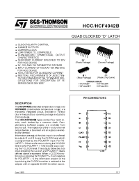 Datasheet HCC4042B производства STMicroelectronics