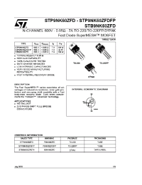 Datasheet P9NK60ZFDFP manufacturer STMicroelectronics