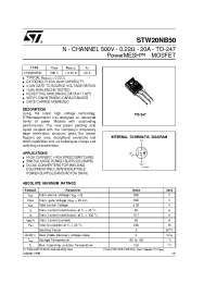 Datasheet STW20NB50 manufacturer STMicroelectronics
