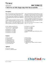 Datasheet 80C52-44D manufacturer TEMIC