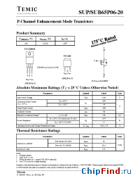 Datasheet SUP65P06 manufacturer TEMIC
