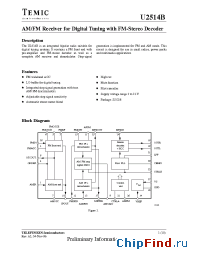 Datasheet U2514B-AFN manufacturer TEMIC