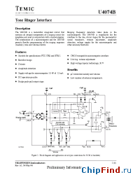 Datasheet U4074B manufacturer TEMIC