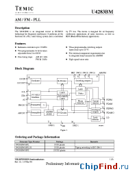 Datasheet U4283BM-BFLG3 manufacturer TEMIC