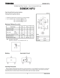 Datasheet SSM3K16FU производства Toshiba