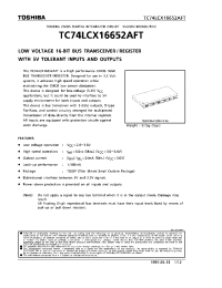 Datasheet TC74LCX16652AFT производства Toshiba
