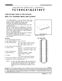 Datasheet TC74VCX162374FT производства Toshiba