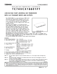 Datasheet TC74VCX16601FT производства Toshiba