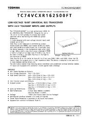 Datasheet TC74VCXR162500FT производства Toshiba