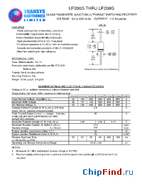 Datasheet UF208G производства Transys 
