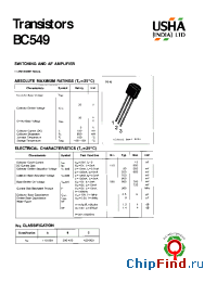 Datasheet BC549 производства USHA