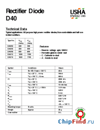 Datasheet D40/12 manufacturer USHA