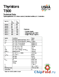 Datasheet T500/12 manufacturer USHA