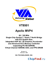 Datasheet VIAVT8501APOLLOMVP4 производства VIA
