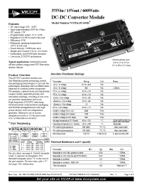 Datasheet V375A15C600B производства Vicor