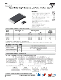 Datasheet WSL-1206 0R033 1%D производства Vishay