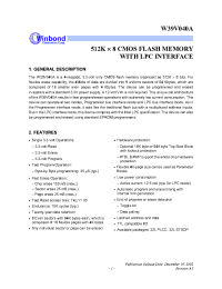 Datasheet W39V040A manufacturer Winbond