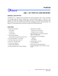 Datasheet W49F102P40 производства Winbond