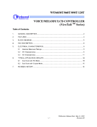 Datasheet W536090T производства Winbond