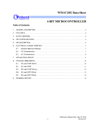 Datasheet W541C20X производства Winbond