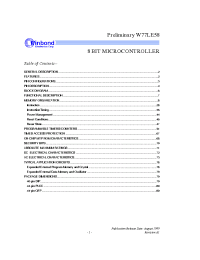 Datasheet W77LE58F-25 производства Winbond