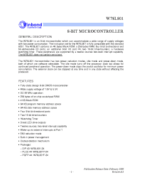 Datasheet W78L801 производства Winbond