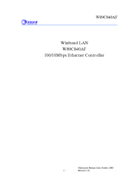 Datasheet W89C840AF производства Winbond