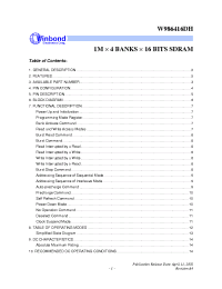 Datasheet W986416DH-7 производства Winbond