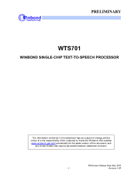 Datasheet WTS701 производства Winbond