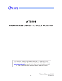 Datasheet WTS701EF/T производства Winbond