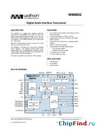 Datasheet WM8802SCFT manufacturer Wolfson