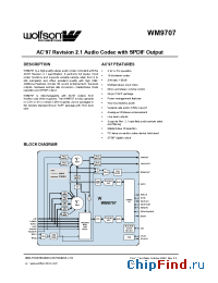 Datasheet WM9707CFT/V manufacturer Wolfson