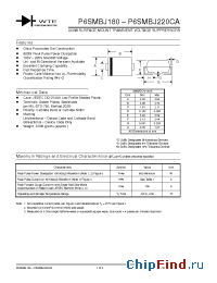 Datasheet P6SMBJ190CA-T3 производства WTE