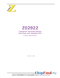 Datasheet Z02922 manufacturer Zilog