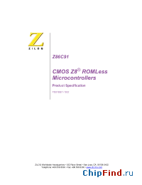 Datasheet Z86C9116FEC manufacturer Zilog