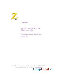 Datasheet Z86D8608SSC manufacturer Zilog
