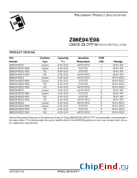 Datasheet Z86E0412HSC1903 manufacturer Zilog