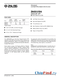 Datasheet Z86E06 manufacturer Zilog