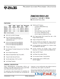 Datasheet Z86L0208PSC manufacturer Zilog