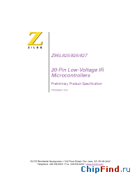 Datasheet Z86L826HZ008SC manufacturer Zilog
