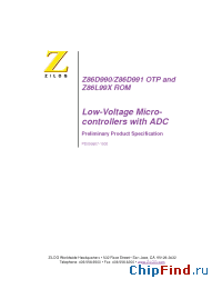 Datasheet Z86L991PZ008SC manufacturer Zilog