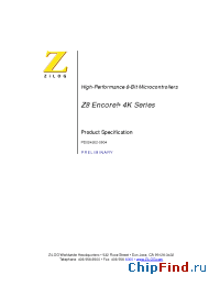 Datasheet Z8F0113HH005EC manufacturer Zilog
