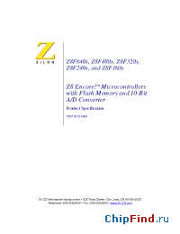 Datasheet Z8F1601PM020SC manufacturer Zilog